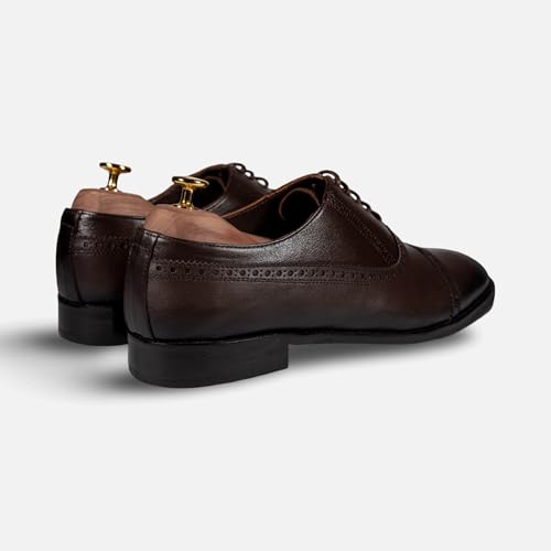 Cresswood Oxford Shoes for Men – Premium Leather Wingtip Dress Shoes | Classic Single-Color Vintage Oxfords for Business, Office & Formal Wear2