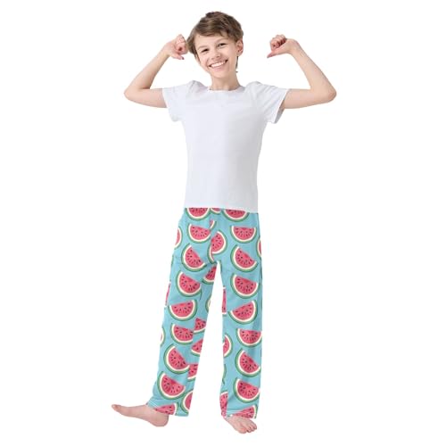 Summer Watermelon Prints Cute Pajama Pants, Soft Sleepwear Lounge Pants Pajama Pj Bottoms for 6-14 Years2