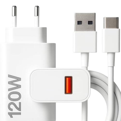 Carregador Super Turbo 120W Tipo C (USB-A) + Cabo USB-C de 1m, Compatível com Iphone,Android, Tablets, Notebooks Ultra Rapido Premium