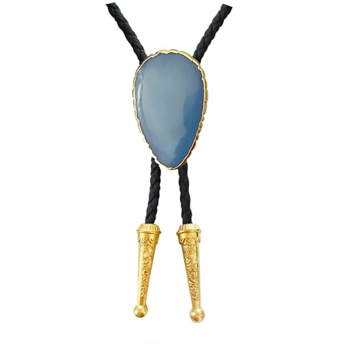 Image of Daisy Del Sol Gemstone Bolo Tie Braided Vegan Faux Leather Natural Stone Gold Handmade Necklace Adjustable Boho Western Jewelry