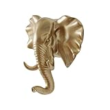 WJXFHTD Animal Hooks for Wall, Gold Elephant Head Long Goat Head and Rhinoceros Coat Hook Wall Mount Resin Decorative Hook Decorative Towel Gold Hooks Goats (Elephants)