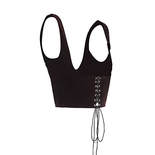 Women 'S Lace Up Corset Bustier Sexy Waist Trainer Belt Bustier Steampunk Underbust Corset (Brown , L ) #TOP2