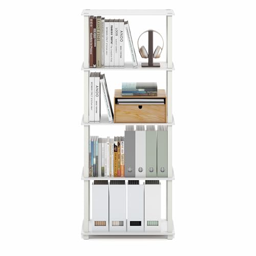 Image of Furinno Turn-S-Tube Book Shelf, 5-Tier Toolless Storage Shelves with Square Tubes, Shelving Unit for Organization and Storage for Living Room, Home Office, White