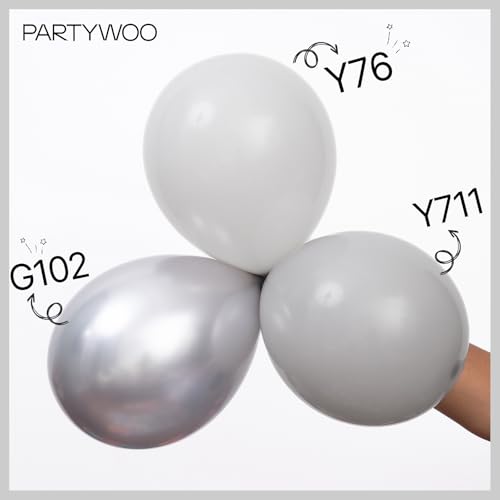 Image of PartyWoo Grey Balloons 140pcs Different Sizes Pack of 18 12 10 5 Inch Light Pastel Pale Gray Latex Balloon Arch Kit Garland for Baby Shower Graduation Wedding Birthday Party Decorations Gray-Y76