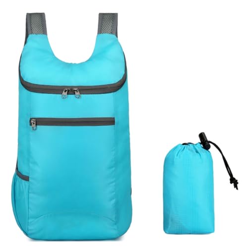XAGMODSHN Mochila de senderismo ultraligera, plegable, a prueba de salpicaduras, mochila de viaje para acampar al aire libre, escalada, azul claro, Talla única