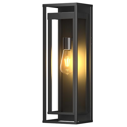 Image of 20in Extra Large Outdoor Wall Sconce Black Modern Exterior Lighting Fixture | Waterproof, Anti-rust, Matte House Lights Outdoor, Coach Light Wall Lantern for Porch, Wall Mounted Front Door Garage Patio