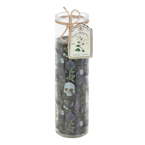 Poisonous Plants Deadly Nightshade Tube Candle Gothic Glass Candle 70-Hour Burn Time Mysterious Design for Atmospheric Home Décor