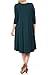 Pastel by Vivienne Women's Plus Size 3/4 Sleeve A-Line Swing Midi Dress – Flowy, Stretchy, Casual, and Comfortable Fit for All-Day Wear 3X-Large Hunter-Green