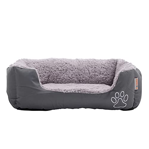 ESTEXO Hundebett Hundekissen Haustierbett Hundekorb Tierbett Hundesofa Dunkelgrau/Grau 60x48x18 cm Cover