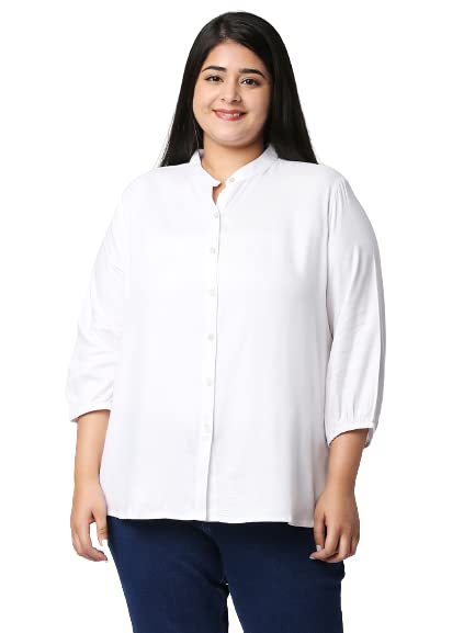 style quotient Plus Women Solid White Viscose Rayon Formal Shirt-picture-30