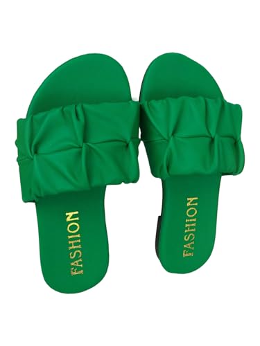 Image of GORGLITTER Girl's Ruched Flat Dressy Sandals Trendy Open Toe Summer Slide Sandals