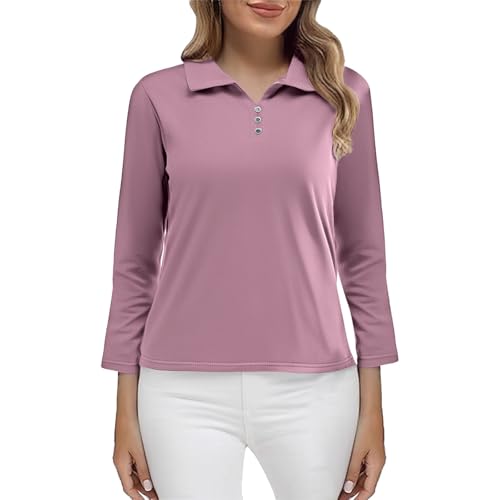 Long Sleeve Tops Women Dressy Ladies V Neck Button Up Lightweight Basic Collared Polo Shirts Casual Golf Office Work Blouse(Pink, XL) gestreifte Bluse Damen Long Sleeve Tops Women Dressy Ladies V Neck Button Up Lightweight Basic Collared Polo Shirts Casual Golf Office Work Blouse(Pink, XL) gestreifte Bluse Damen