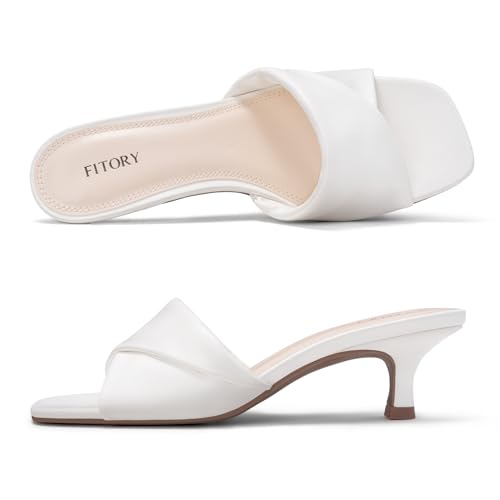 Image of FITORY Women's Cross Band Kitten Heel Sandals,Comfortable Square Open Toe,Dressy Low Heel Sandals Size 6-11
