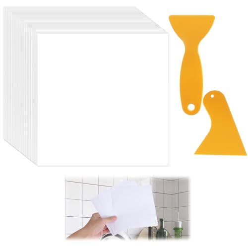 Adhesivo para azulejos de 15 x 15 cm, 50 azulejos adhesivos cocina con 2 espátulas, azulejoss adhesivos baño para cocina, placas decorativas pared baño, cocinas, baño, azulejoss autoadhesivos
