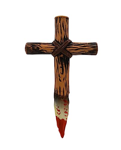 Nicky Bigs Novelties Vampire Accessories for Men and Women Adults Bloody Vampire Stake Prop Plastic Cross Hand Stake Fake Vampires Wooden Stakes Prop - Zombie Hunter Halloween Costume Accessory