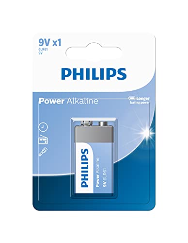 Bateria Power Alkaline da Philips 9V com 1 unidade - 6LR61P1B/59
