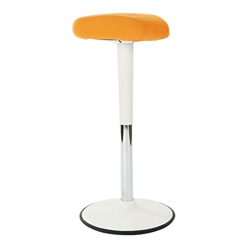 Image of Office Star Active Seating Adjustable 24-34 Inch Height and 360-Degree Wobble Design Perch Seat with Non-Slip Base, Orange