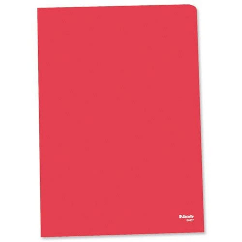 Esselte Quality Folder, Pack of 25, Holds up to 20 A4 sheets, Transparent, Matte, Red, 115 Micron PP Material, 60833