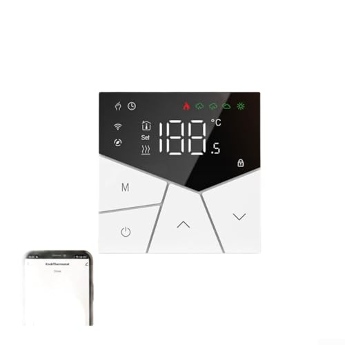 ZMdooreasy Termostato digital WiFi inteligente, controlador de temperatura programable con pantalla grande y botones táctiles para calefacción del hogar (flash)