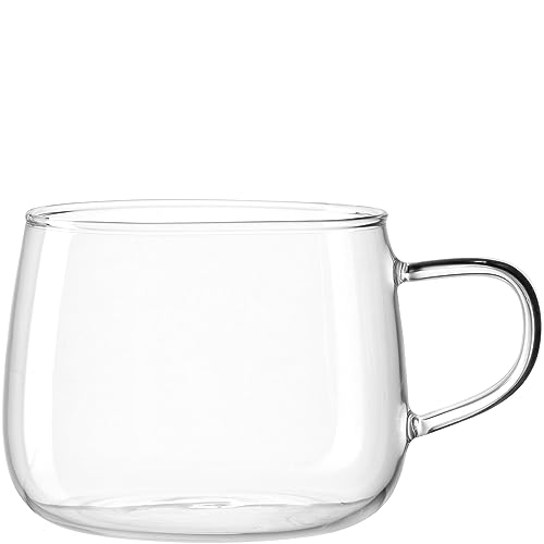 LEONARDO HOME Tè per Te Teetassen 4er Set - Teebecher aus dickwandigem Borosilikatglas - Hergestellt in Handarbeit - Inhalt 450 ml - Spülmaschinenfest, 4 Teegläser transparent, 077385