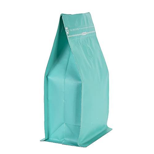 Bolsas de café de papel kraft azul con fondo plano de 16 oz 4