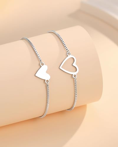 2 Pcs Matching Bracelets Heart Adjustable Gifts for Women Bestie Best Friend Friendship4