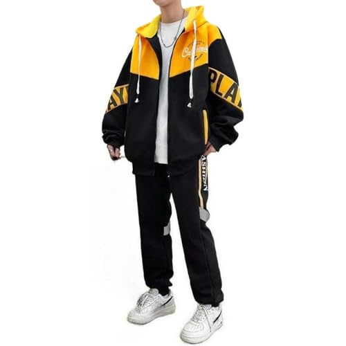 [Gebacades] �����Y �W���[�W �㉺�Z�b�g �X�|�[�c�E�F�A �����j���O �ʋC �z������ �J�W���A�� �H�t�~�p �傫���T�C�Y ������� �����\ �|�P�b�g�t�� (yellow,3XL)