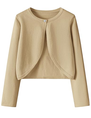 La Mejor Lista de Cárdigans para Niña los más solicitados. 43 Yekaty - Suéteres de manga larga para niñas, diseño de bolero, con cierre de botones, para niños pequeños de 4 a 12 años, Café dorado, 8-9 Años