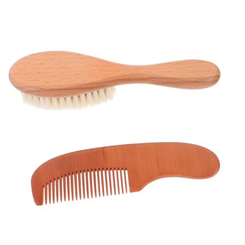 ibasenice Baby Hair Brush Set Wool Brush Wooden Comb Gentle Detangler for Newborns Baby Care Products