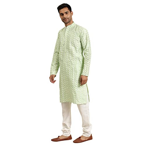 Sojanya (Since 1958 Men'S Silk Blend Embroidered Kurta &Churidar Pyjama Set.3