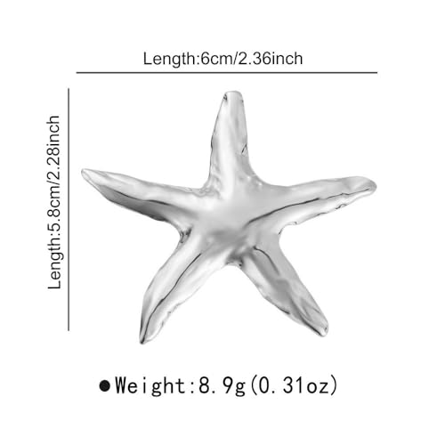 Image of Ocean Starfish Brooch Pin for Women Gold Plated Stainless Steel Fashion Sea Star Marine Style Brooches Lapel Pins Cute Dress Accessories Birthday Beachy Party Jewelry Gift