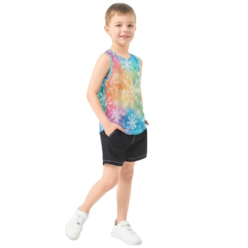 Boys Tank Top Shirts Winter Snowflake Tie Dye Sleeveless T-Shirts Crew Neck for Kids Clothing Children4