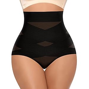 Womens Shapwear Briefs with X Cross WN0013(Black-smooth Fabric,Medium)