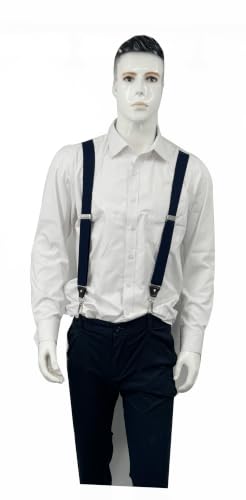 Image of Mens Suspenders with 3 Swivel Hooks Belt Loops 1.4 Inch Wide Heavy Duty Adjustable Braces