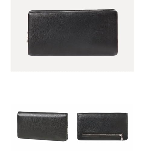 Business Handbags Wallets for Women Money Clips Evening Bags Cowhide Purses Genuine Leather Card Cases (Black)2
