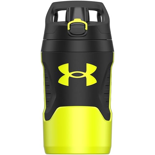 Image of Under Armour 32 oz Insulated Water Bottles - Sports Water Jug with Fence Hook, Leak Resistant for Baseball, Football & More, 32 oz Insulated, Hi Vis Yellow /Black