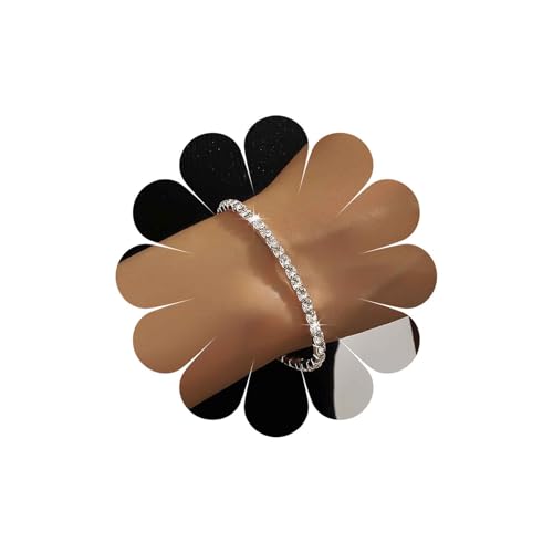 Inateannal Bracelet De Tennis En Zircon Cubique, Strass Argenté, Manchette Ouverte En Cristal, Bijoux De Mariage Pour Femmes Et Filles