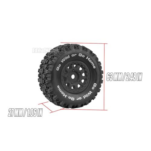 4PCS RC Wheel Tire for 1/14 Mojave Grom,BRCatWPark Hex Wheels Rims and Rubber Tire Soft Tires,RC Drift Off Road Buggy Rally Truck Wheels and Tires for 1/14 Mini Mojave Grom,Black