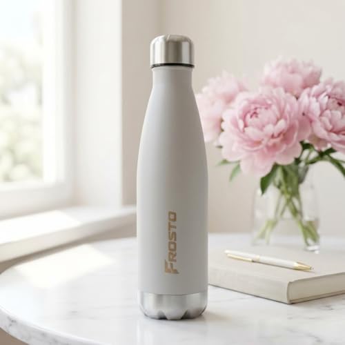 Image of Thermosteel Insulated Water Bottle 500ml | Stainless Steel Vacuum Flask | Hot 12Hr Cold 12Hr | Leak Proof | Thermos for Travel Gym Office Hiking | Matte Grey