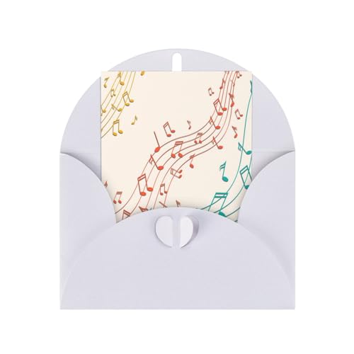 音楽 カラフル 音符 誕生日グリーティングカード 封筒付きクリスマスバースデーカード パーティー招待状クリスマスカード White