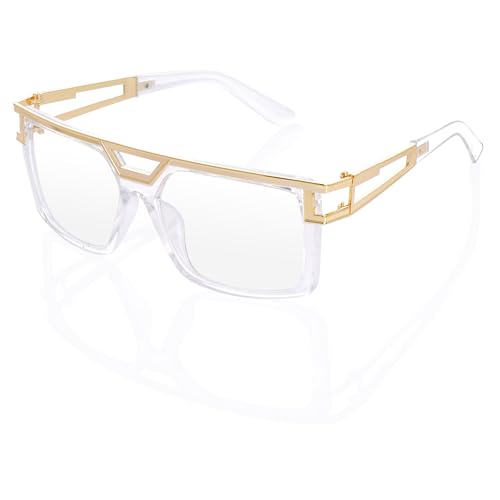 SUMERSHA Vintage 80 90s Sunglasses Vintage Rapper Hip Hop Glasses for Men Women Retro Hippie Costume Accessory