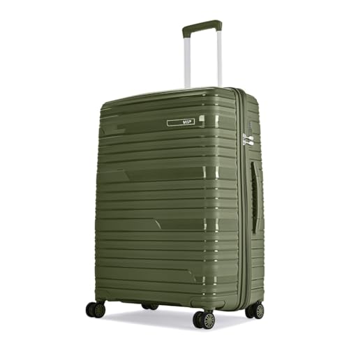 Image of VIP Matrix Hard Shell Trolley Luggage, 8 Wheels, PP Material with Flushed Combi Lock, Anti-Theft Zip (Green, Set of 3 (Cabin, Medium, Large))