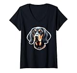 Photo Gallery donna cane coonhound nero e marrone chiaro maglietta con collo a v Photo Gallery donna cane coonhound nero e marrone chiaro maglietta con collo a v