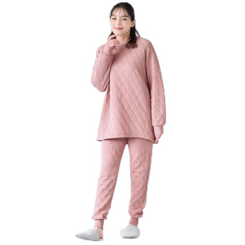[ベルメゾン] パジャマ レディース 長袖 キルト 中わた 綿 あったか パジャマ・ルームウェアセット ホットコット スモーキーピンク 3L