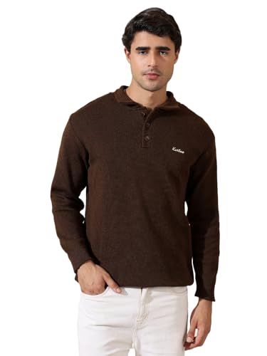 Image of Kvetoo Men's Wool Polo Collar Neck Winter Sweater Full Sleeve Solid Pullover for Casual Office Wear