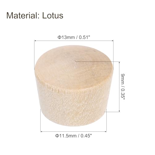 Image of uxcell 120Pcs Wood Button Plugs, 11.5mm /0.45 inch Flat Head Hardwood Screw Hole Plug Wooden Caps Buttons Wood Plug for Furniture Woodworking Craft Decor (13mm x 11.5mm)