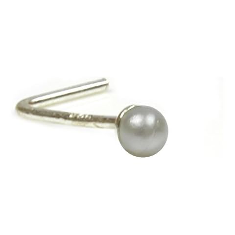 Arranview Silver Nose Stud with Pearl Ball Cover