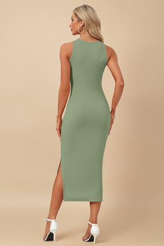 Image of AUSELILY Womens Summer Bodycon Dresses 2026 Basic Casual Sleeveless Knit Tank Midi Dress