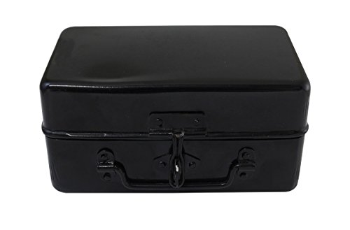 Image of Bin Buddy Black Steel Metal Lock Box For Padlock | Size 8 inch x 4.5 inch x 4 inch Design | Great For Securely Storing Cash, Passport, Jewelry, and All Other Valuables
