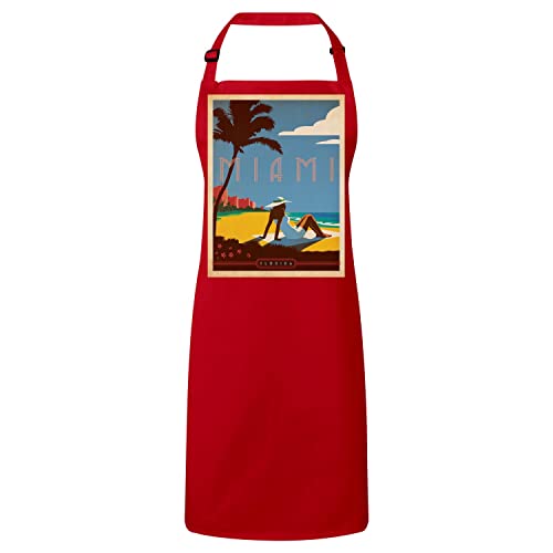 Affiche poster vintage voyage Miami Plage rouge style art déco années 30 pour cuisine